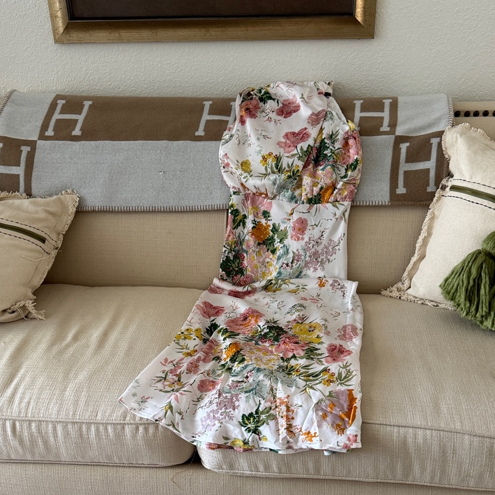Petal & Pup White Floral Halter Midi Dress